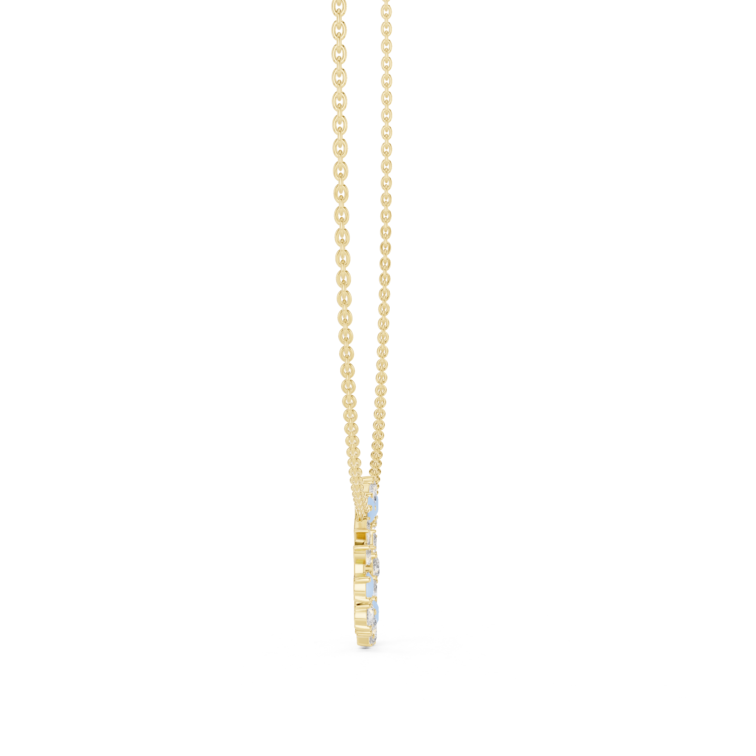 1Multi Shape Diamond Circle Pendant Necklace