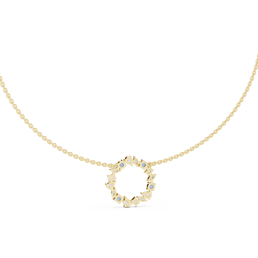 1Multi Shape Diamond Circle Pendant Necklace