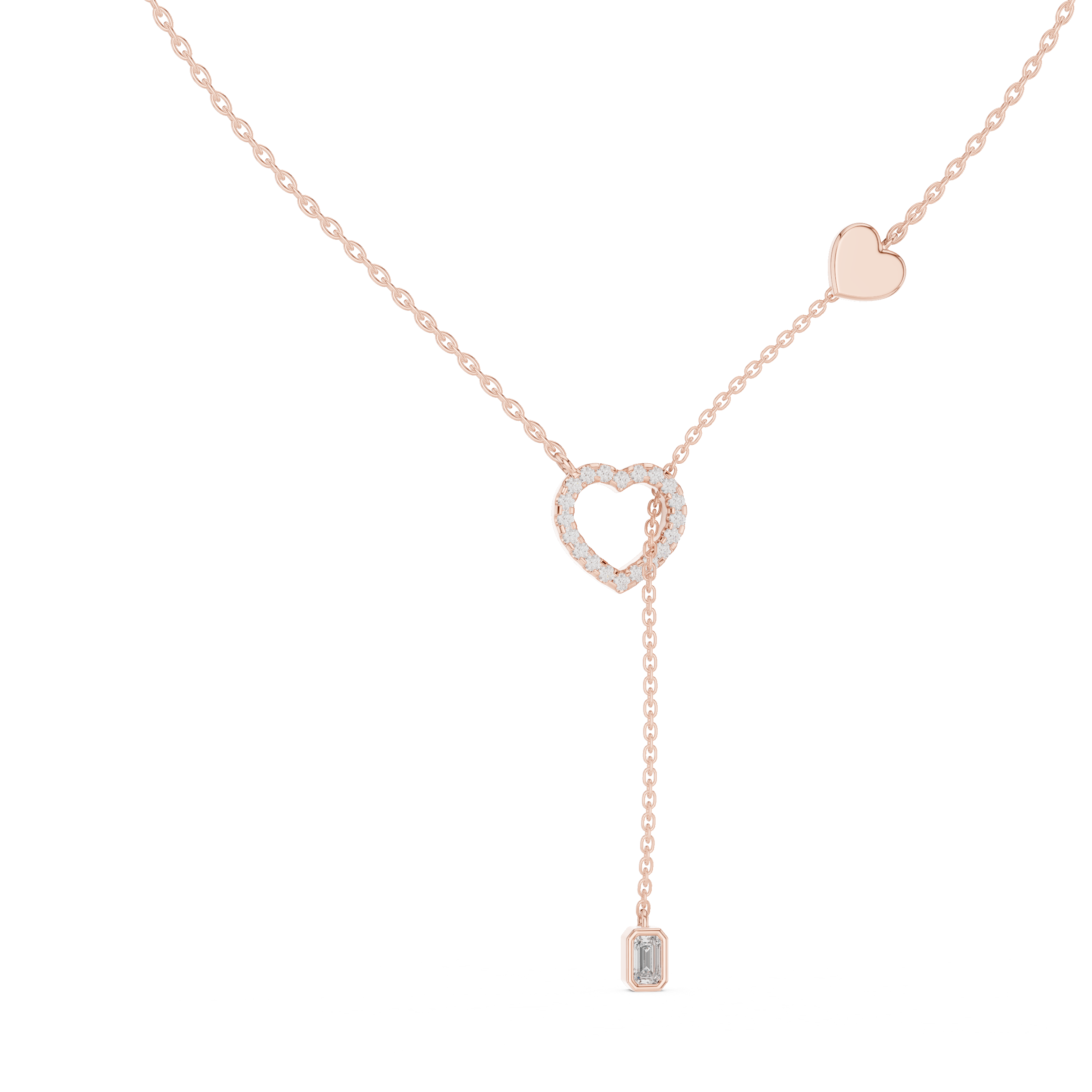 Blue Heart Drop Y Necklace