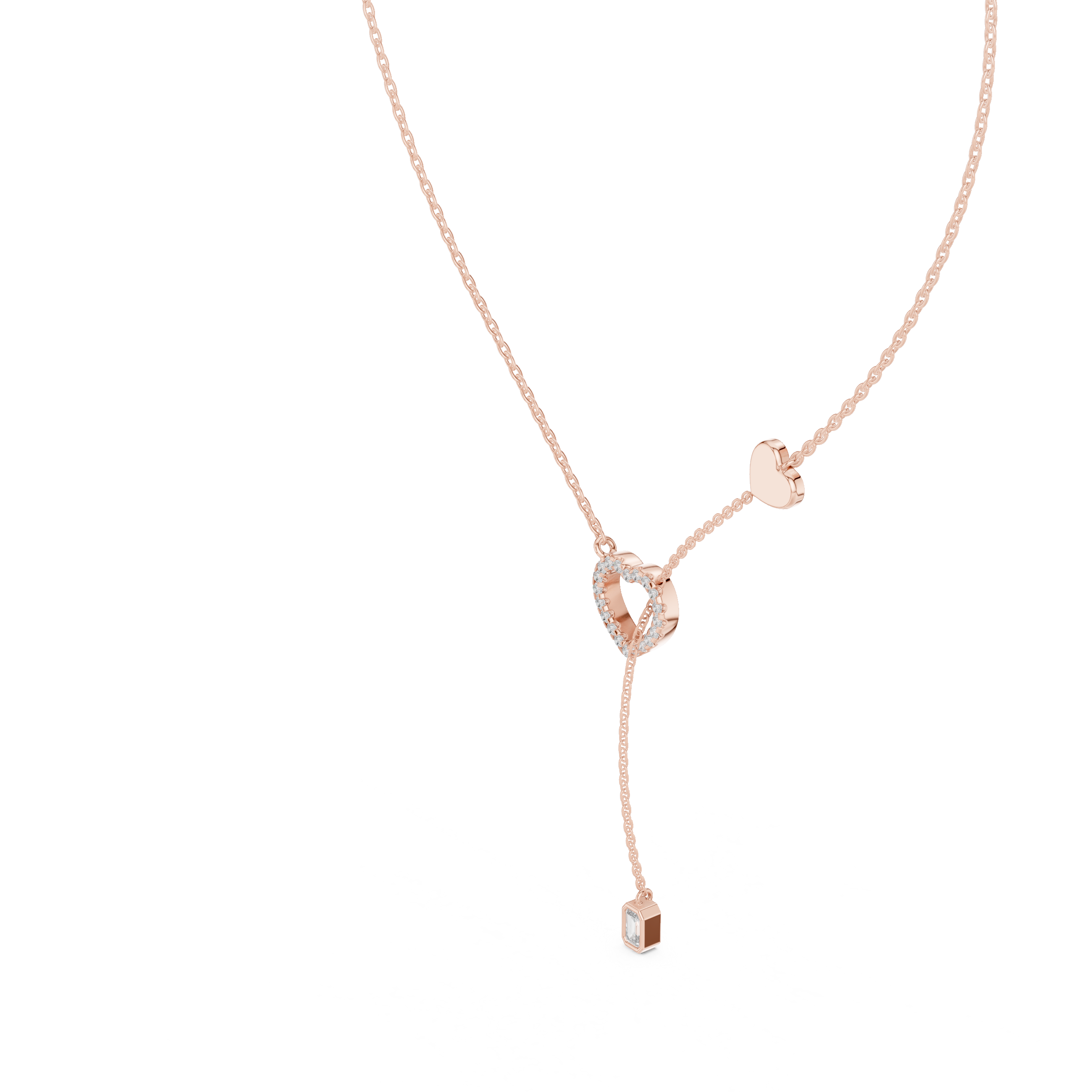 1Blue Heart Drop Y Necklace