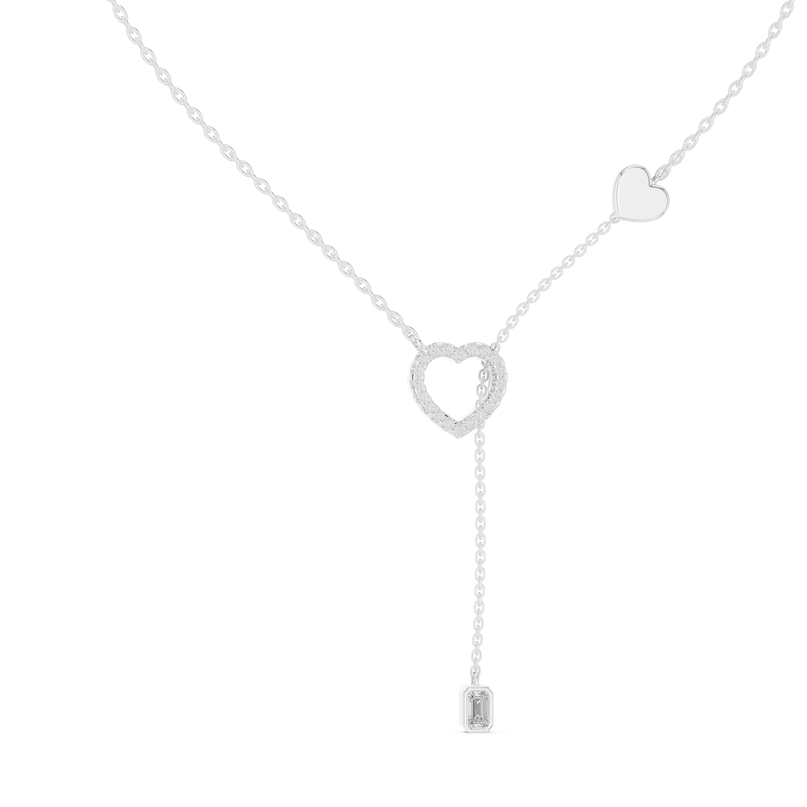 Blue Heart Drop Y Necklace