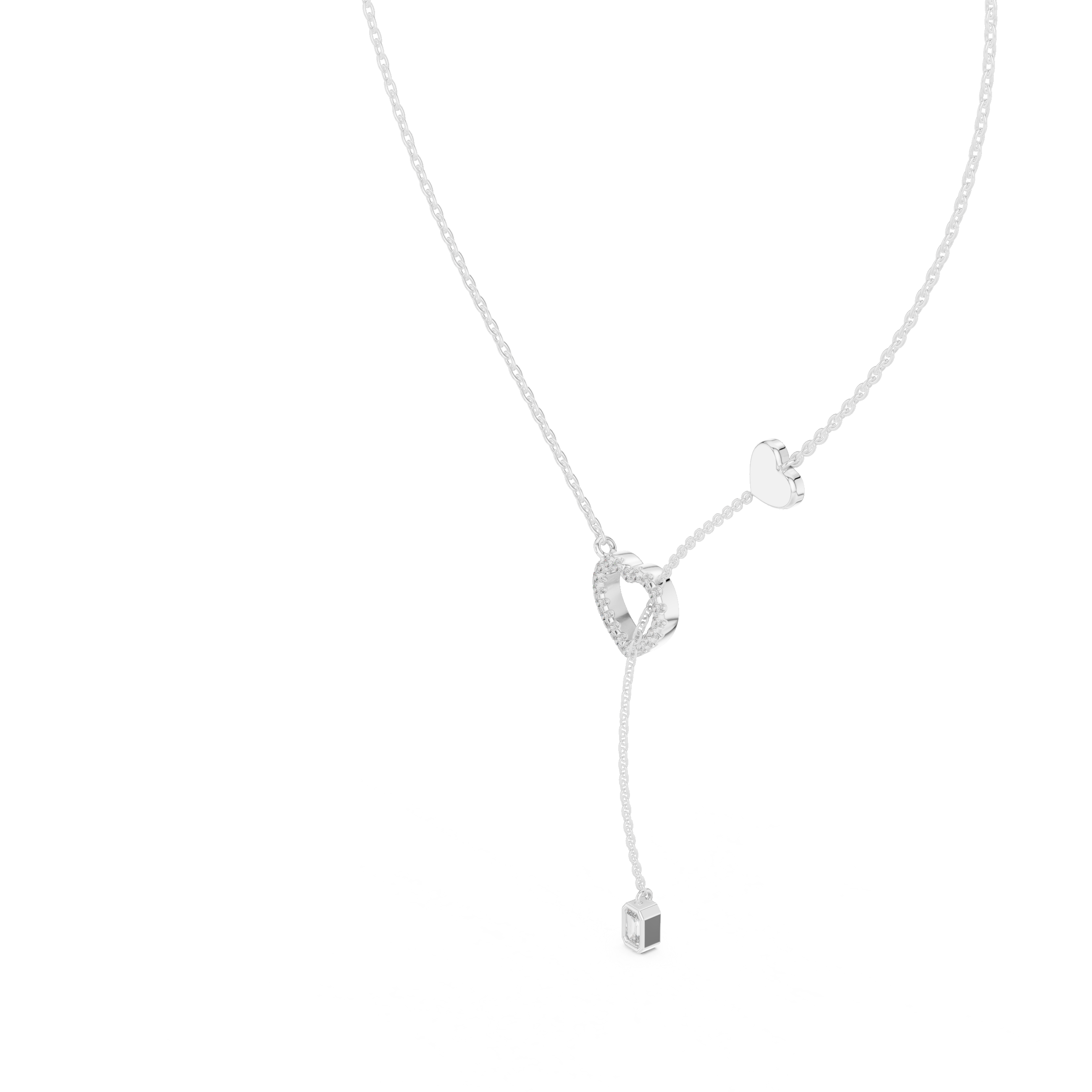 1Blue Heart Drop Y Necklace