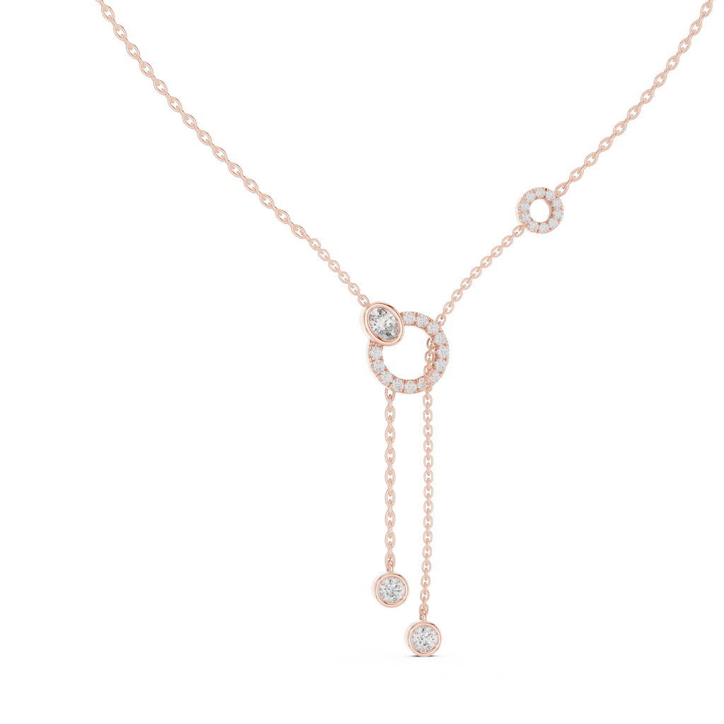 1Multi Shape Diamond Circle Drop Y Necklace