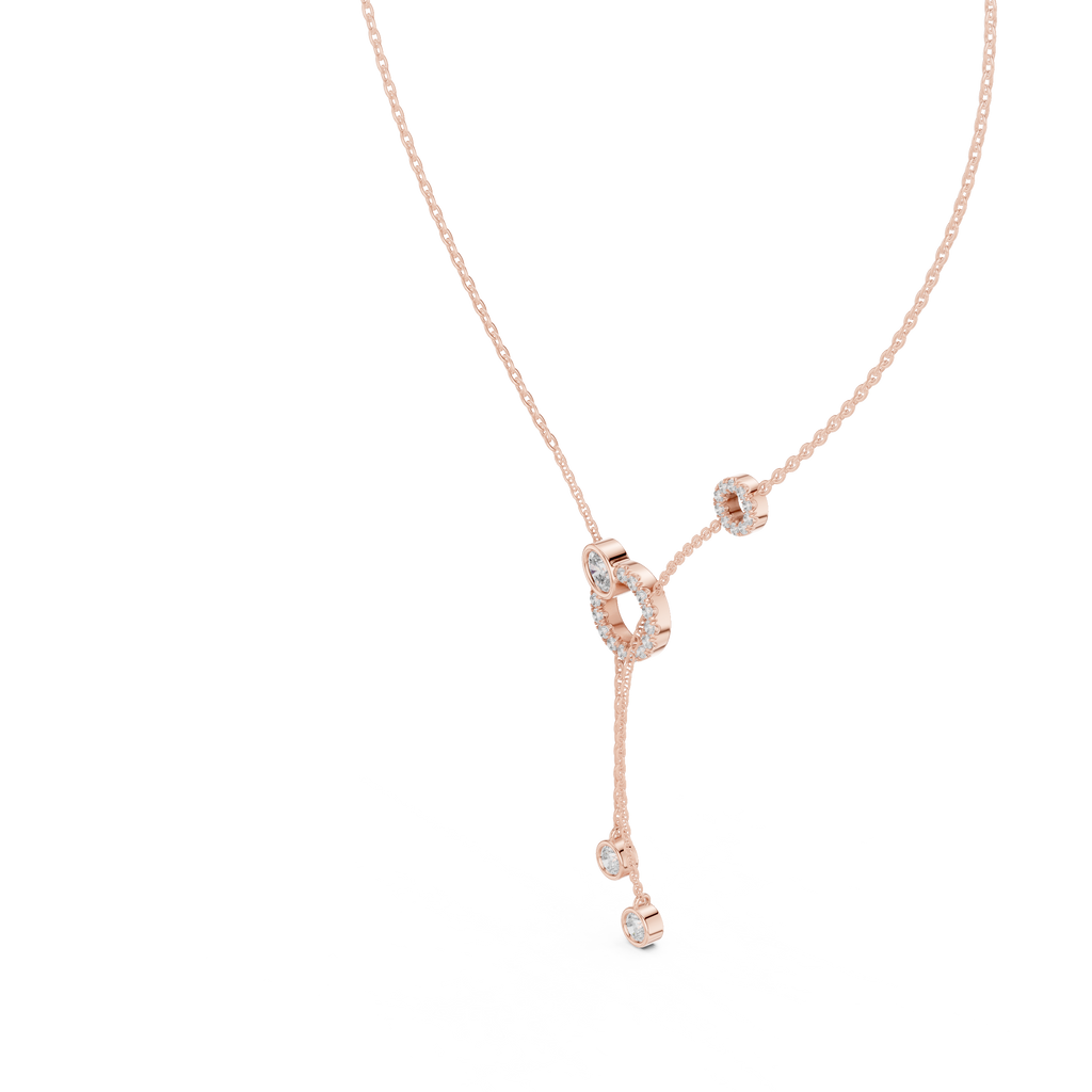 1Multi Shape Diamond Circle Drop Y Necklace