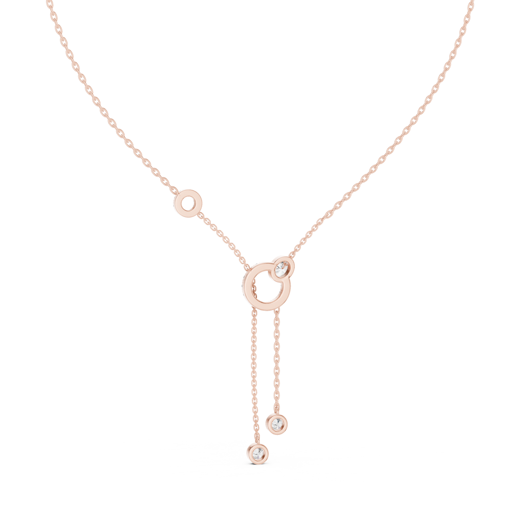 1Multi Shape Diamond Circle Drop Y Necklace