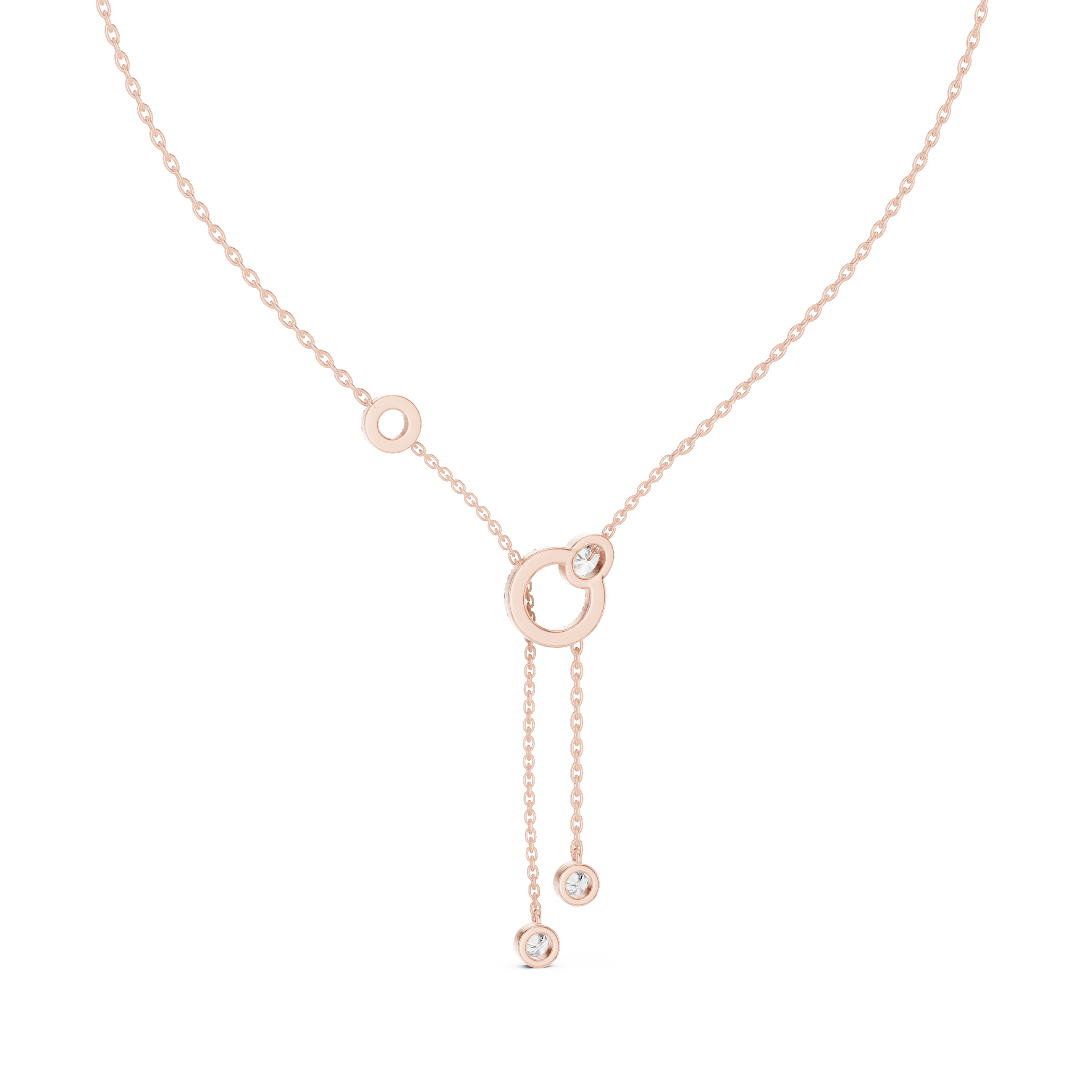 1Multi Shape Diamond Circle Drop Y Necklace