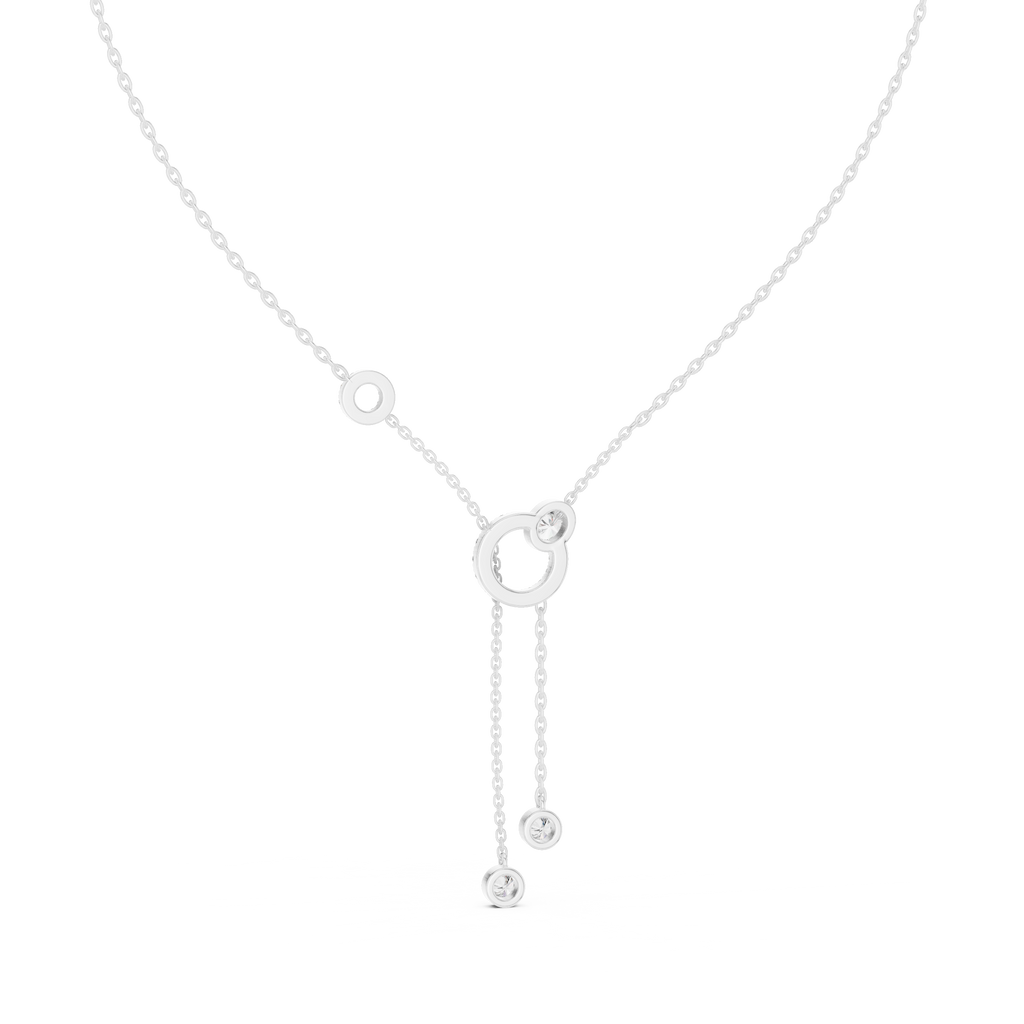 1Multi Shape Diamond Circle Drop Y Necklace