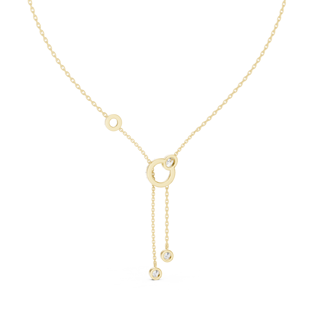 1Multi Shape Diamond Circle Drop Y Necklace