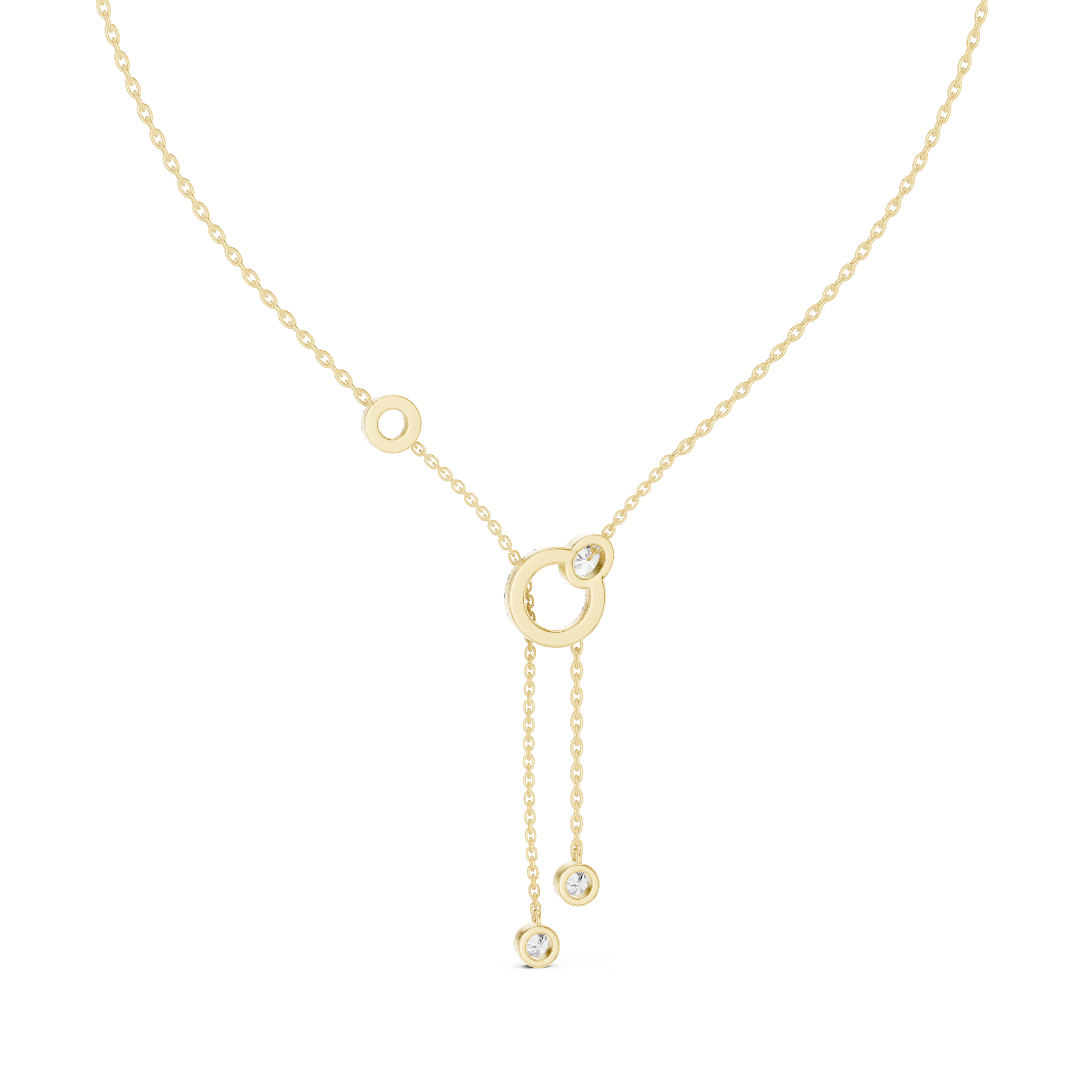 1Multi Shape Diamond Circle Drop Y Necklace