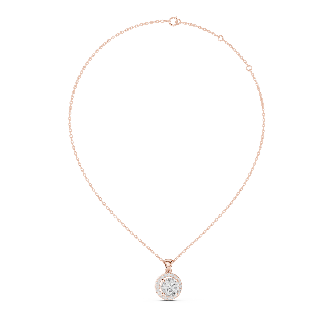 1Round Diamond Halo Pendant