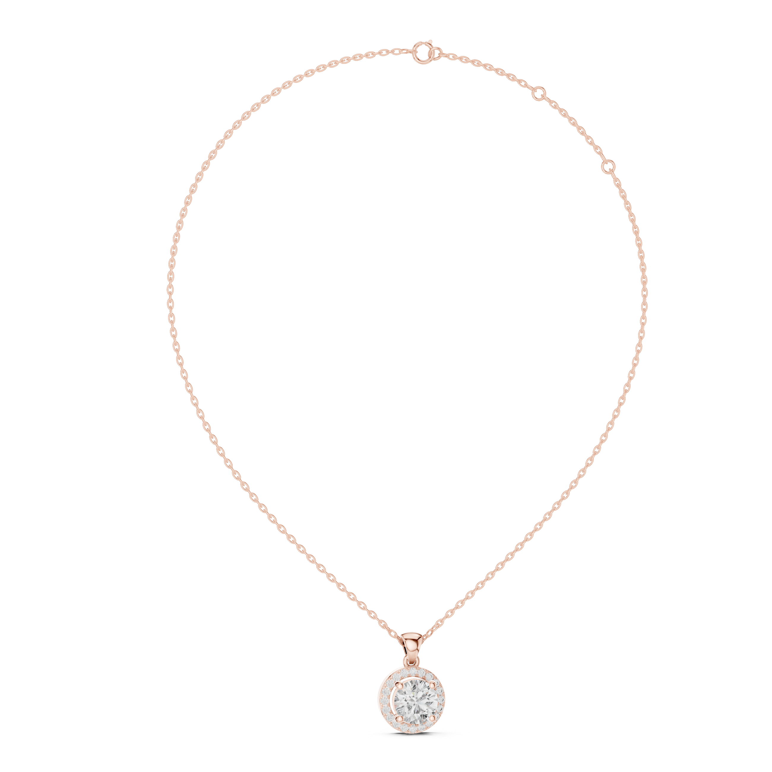 1Round Diamond Halo Pendant