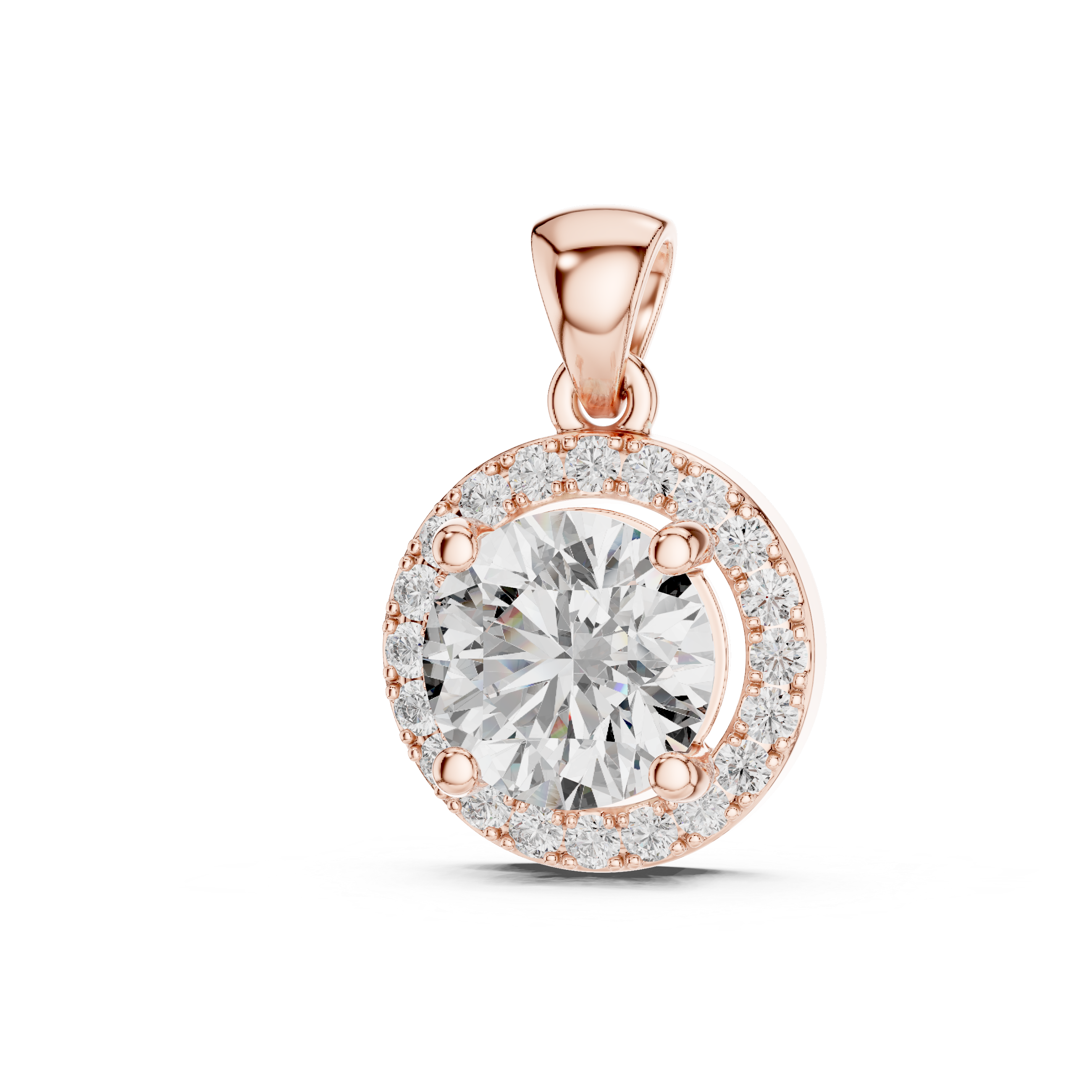 1Round Diamond Halo Pendant