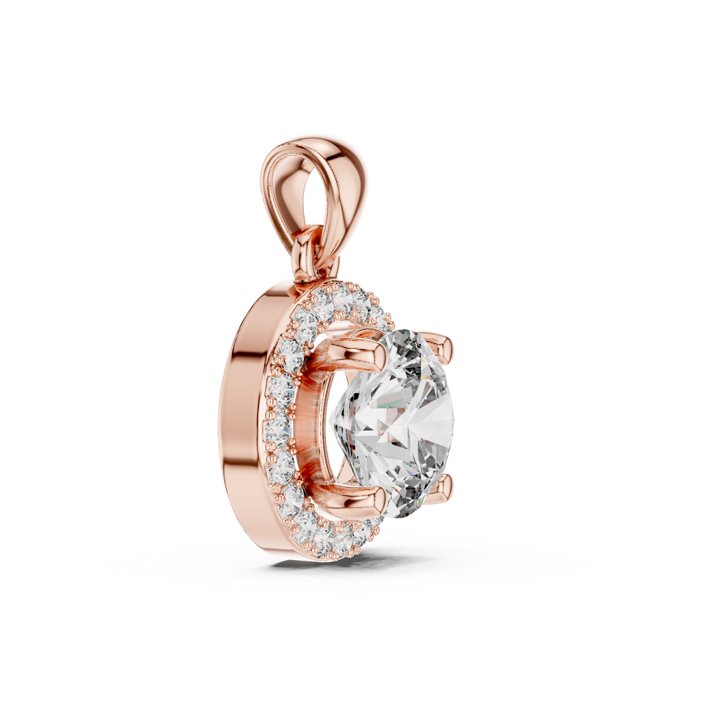 1Round Diamond Halo Pendant