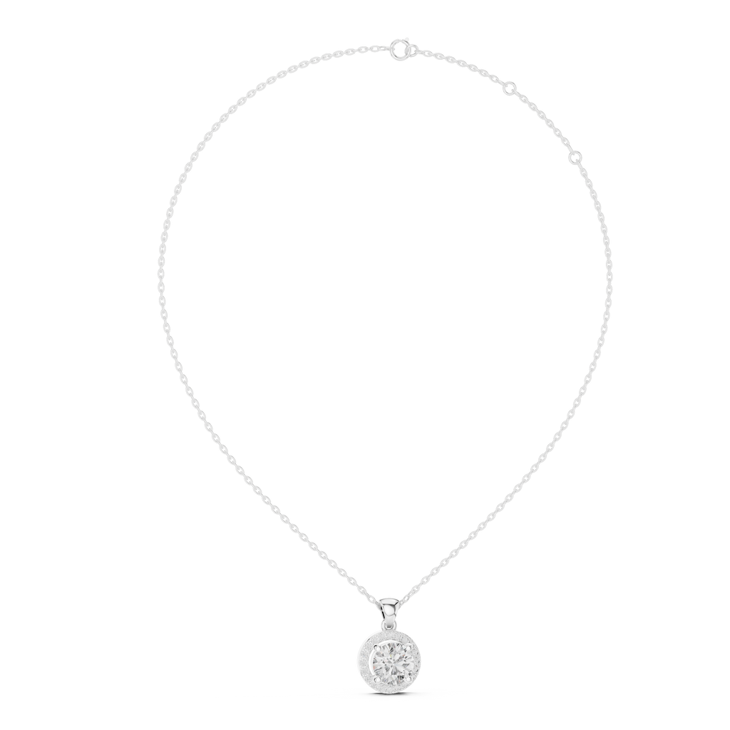 1Round Diamond Halo Pendant
