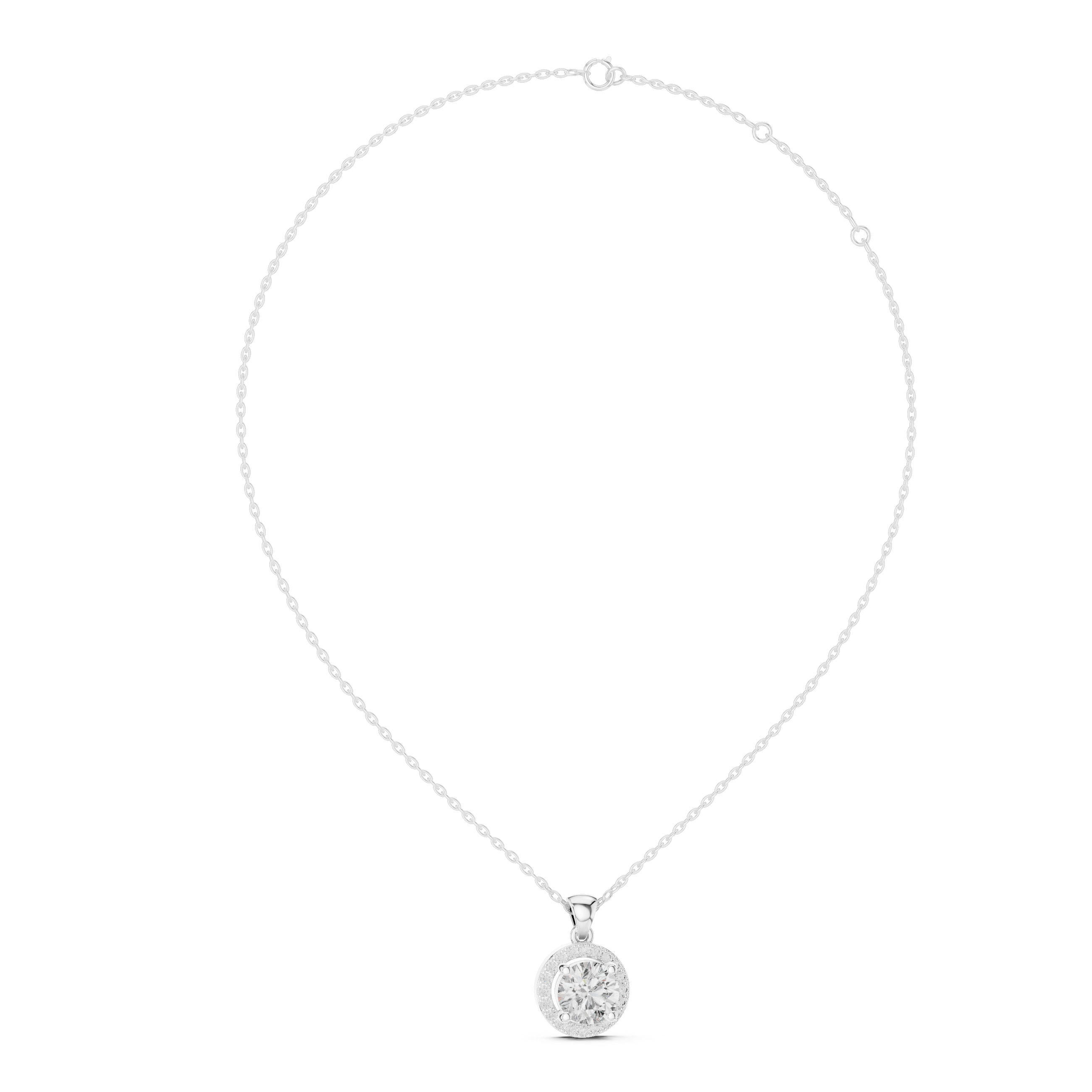 Round Diamond Halo Pendant