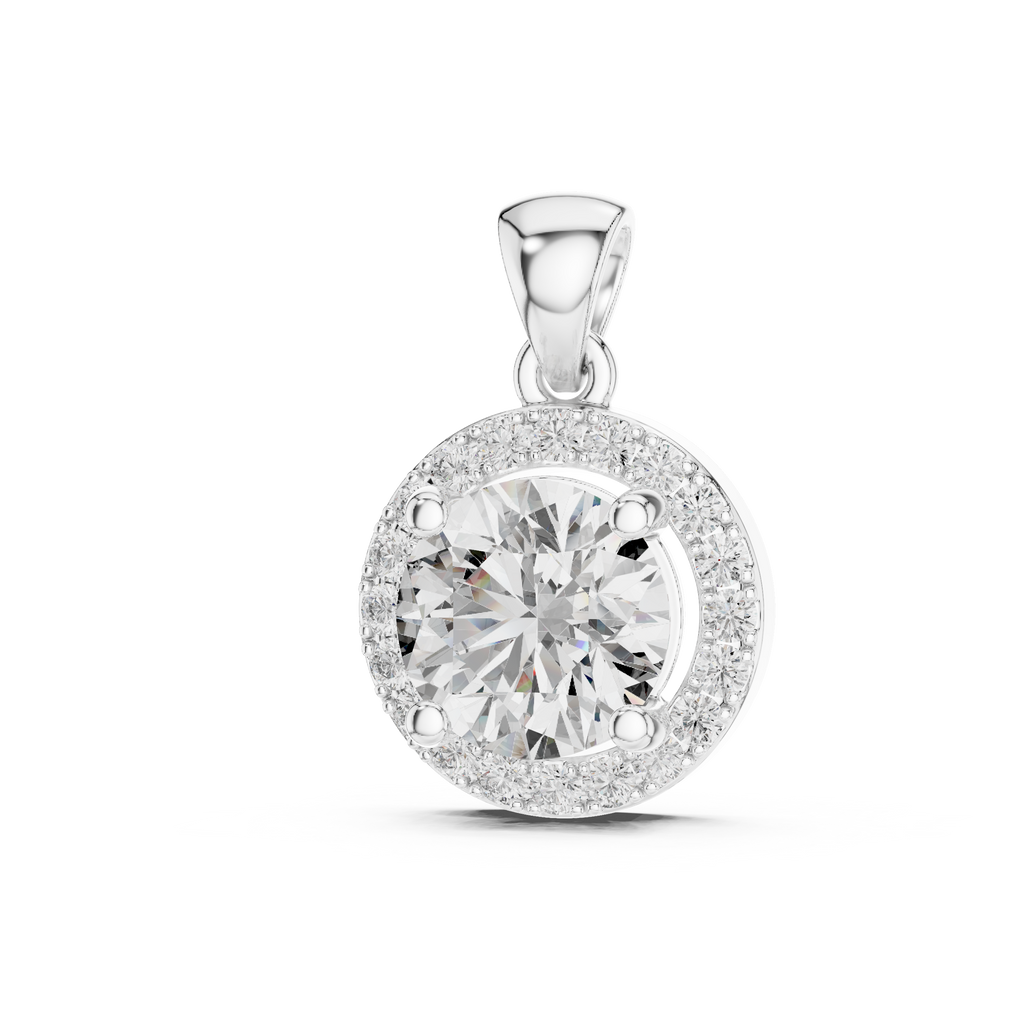 1Round Diamond Halo Pendant