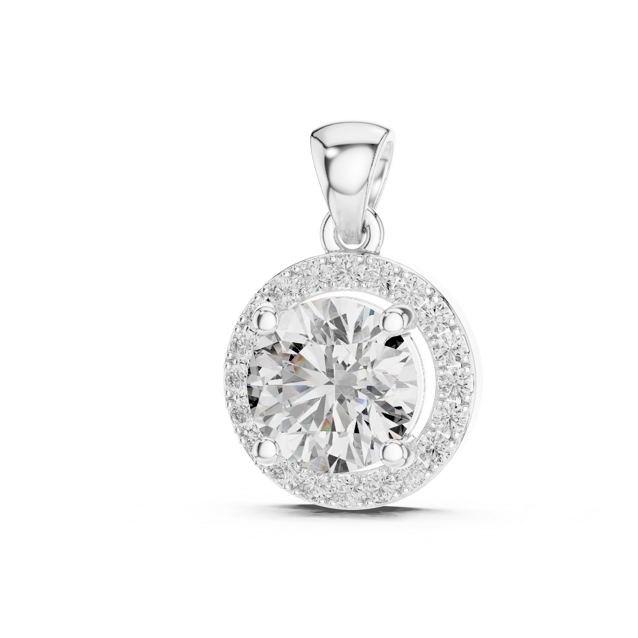 Round Diamond Halo Pendant
