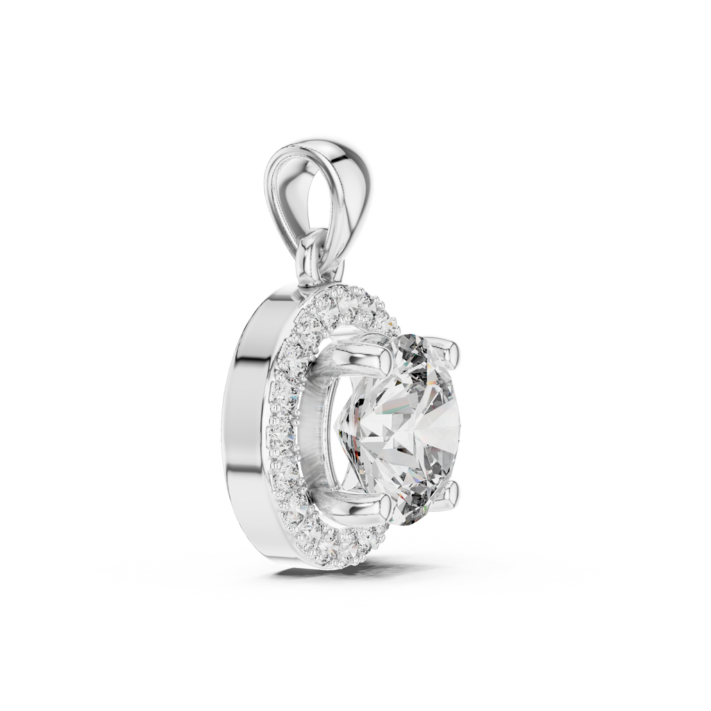 1Round Diamond Halo Pendant