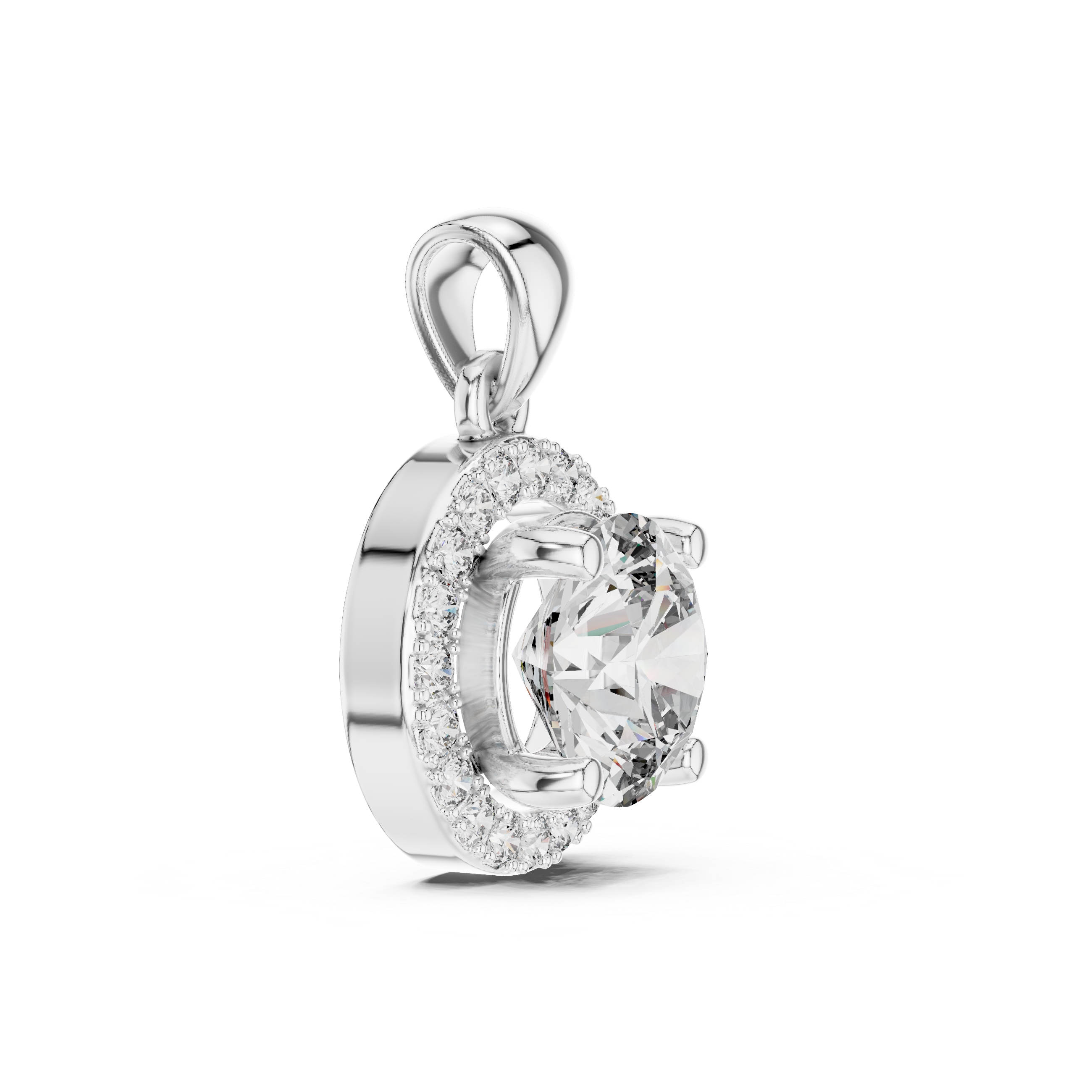 Round Diamond Halo Pendant