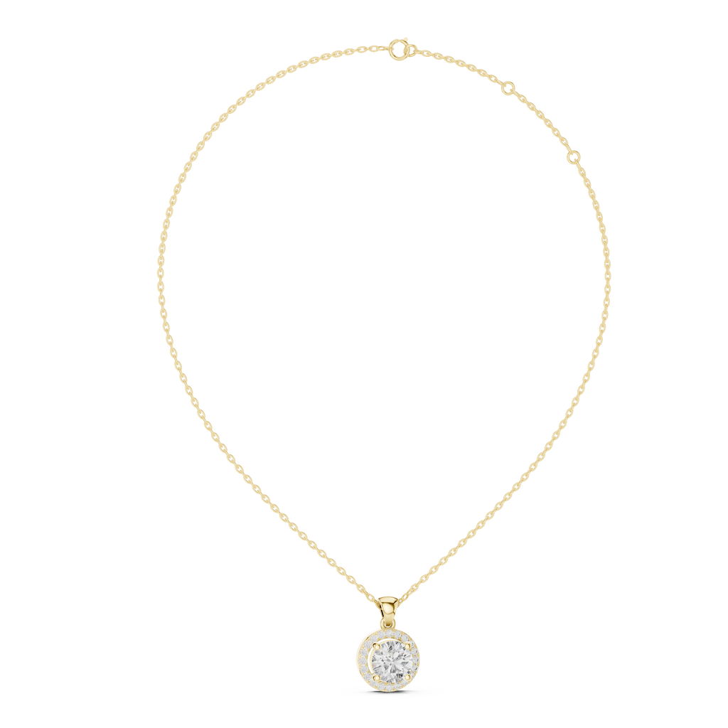 1Round Diamond Halo Pendant
