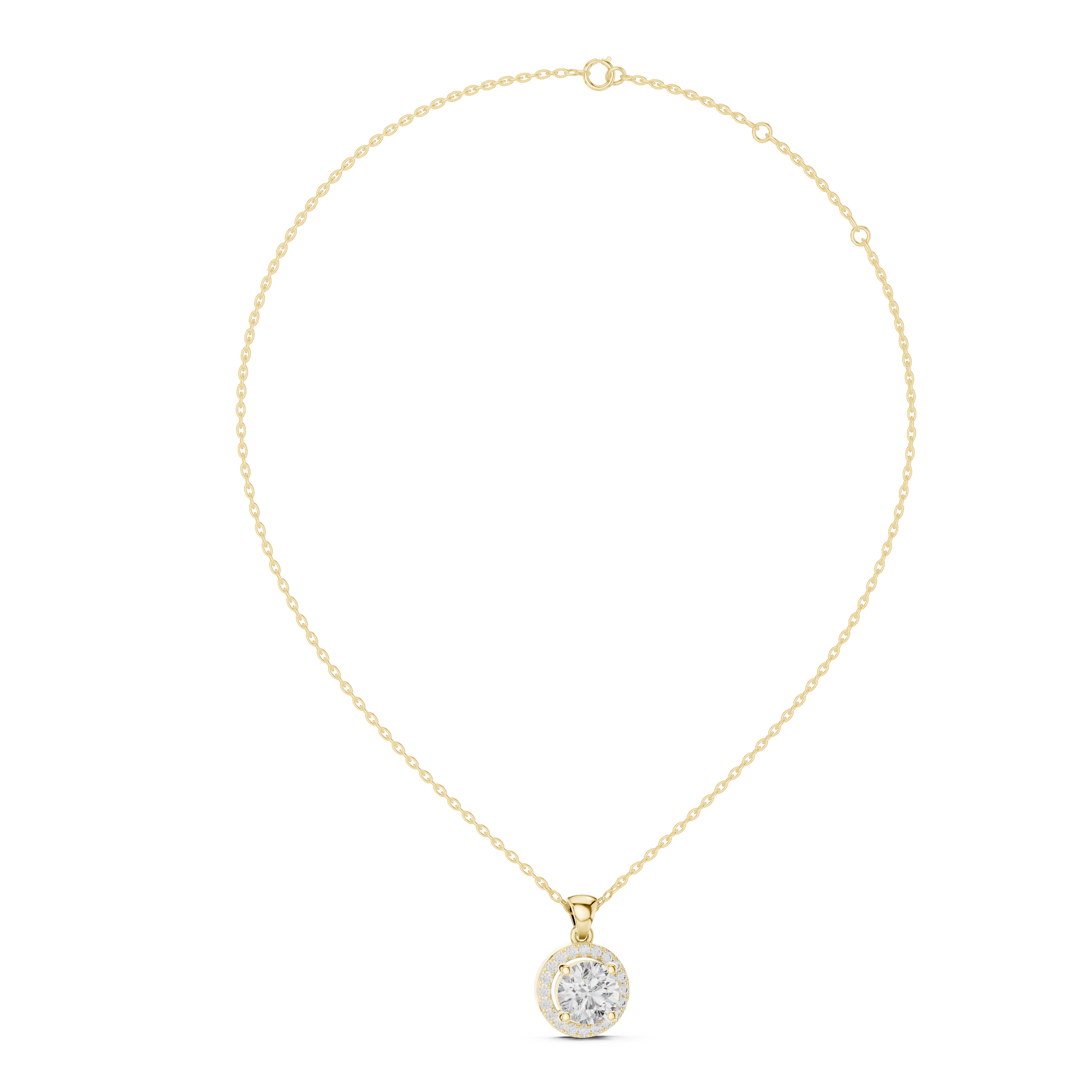1Round Diamond Halo Pendant