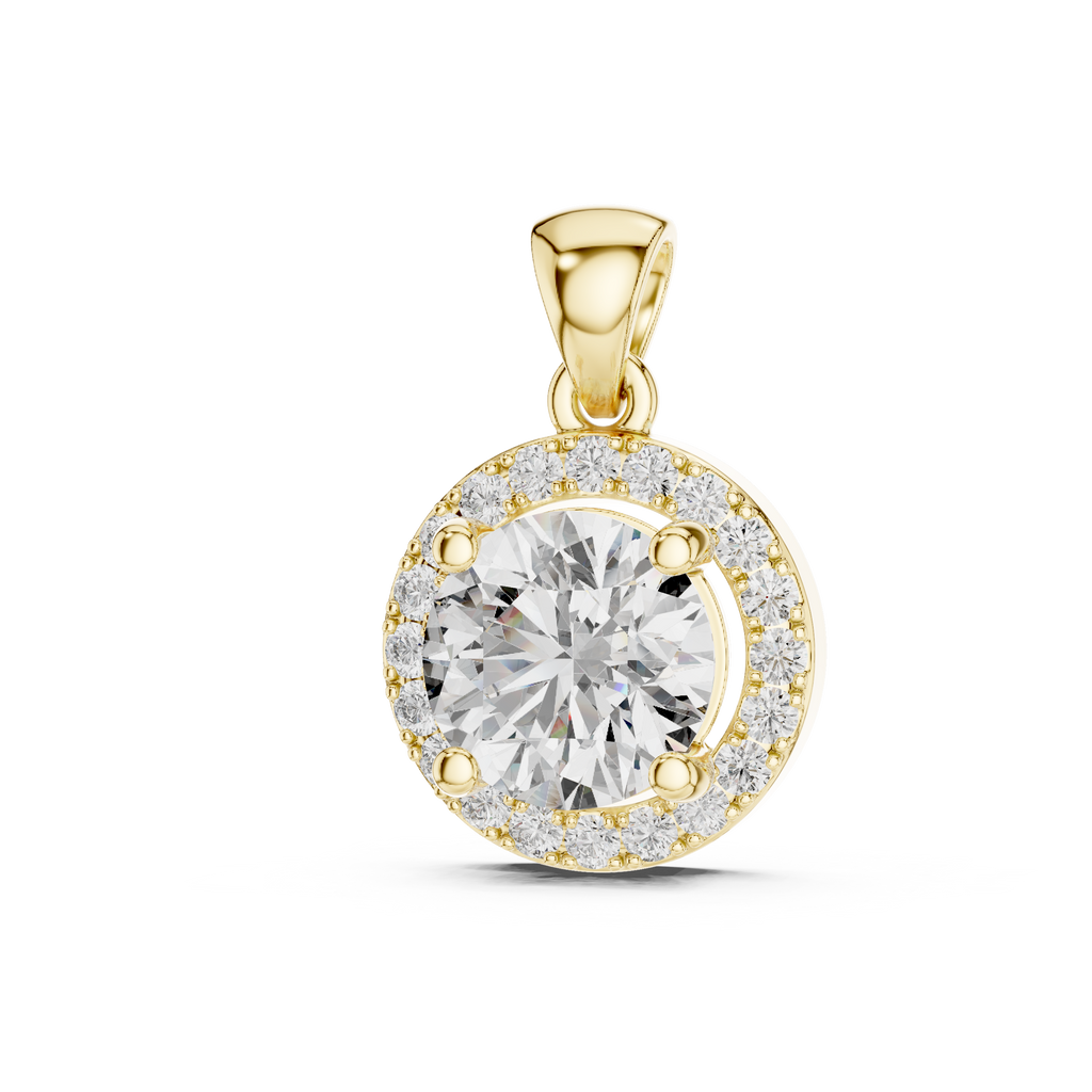 1Round Diamond Halo Pendant