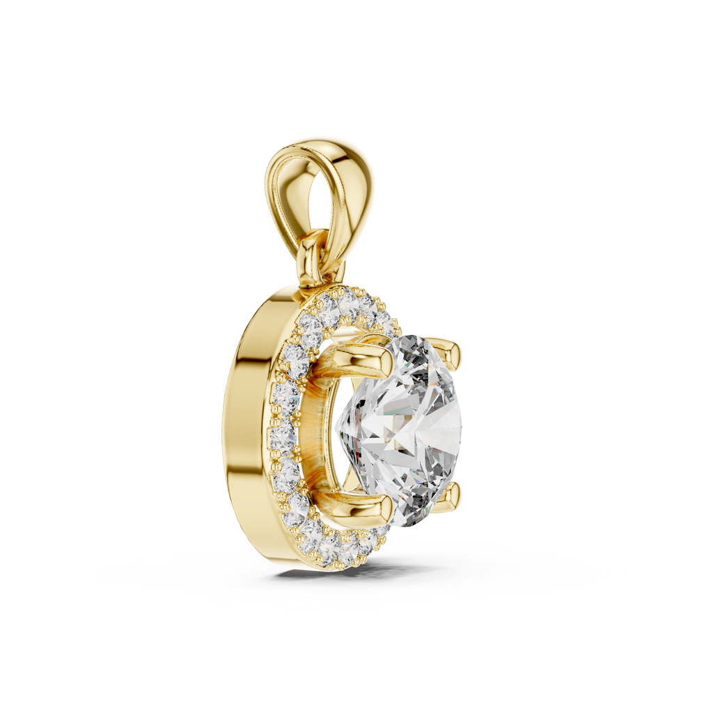 1Round Diamond Halo Pendant