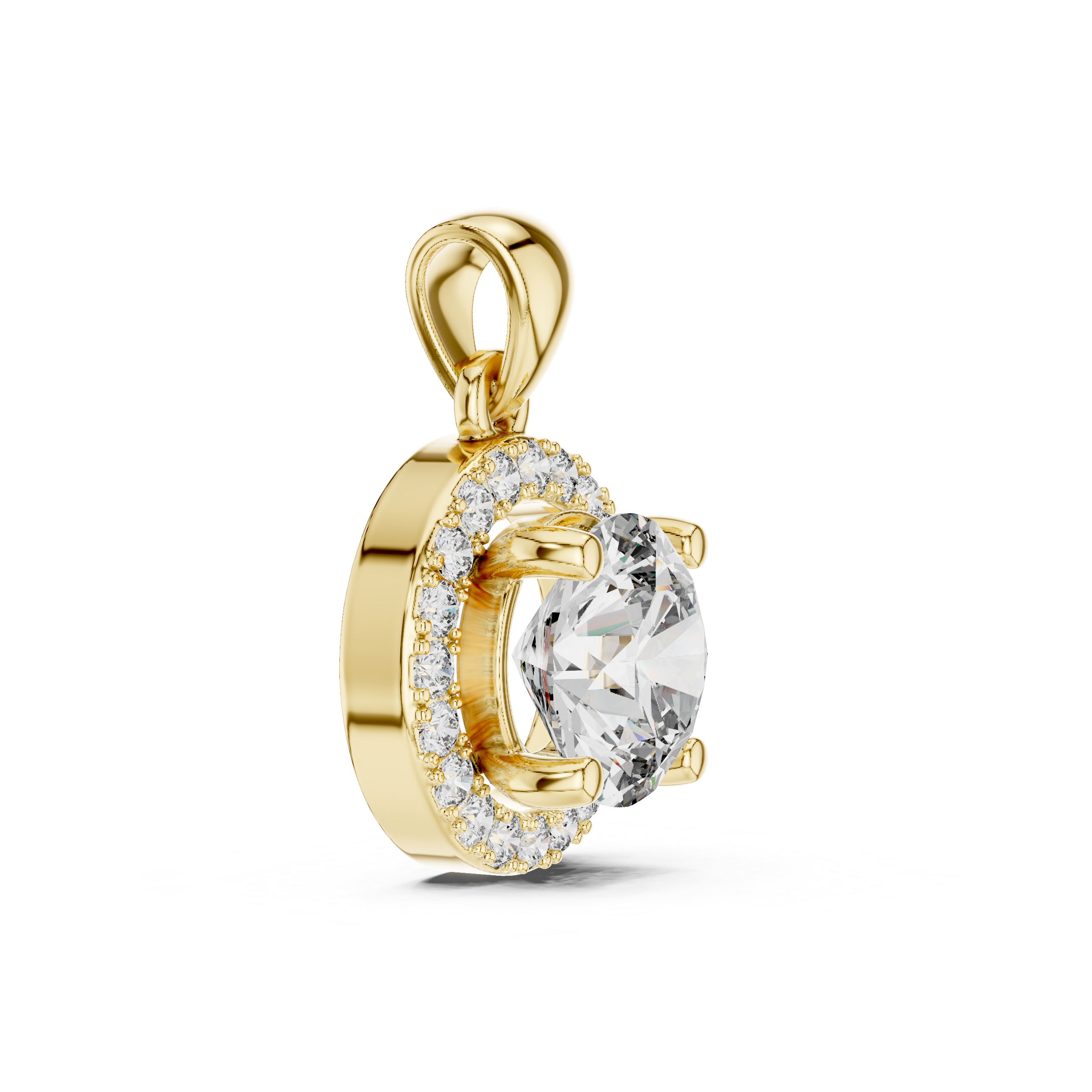 1Round Diamond Halo Pendant