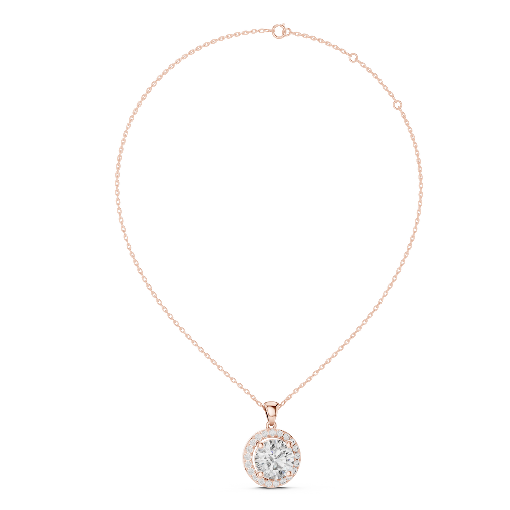 1Large Round Diamond Halo Pendant