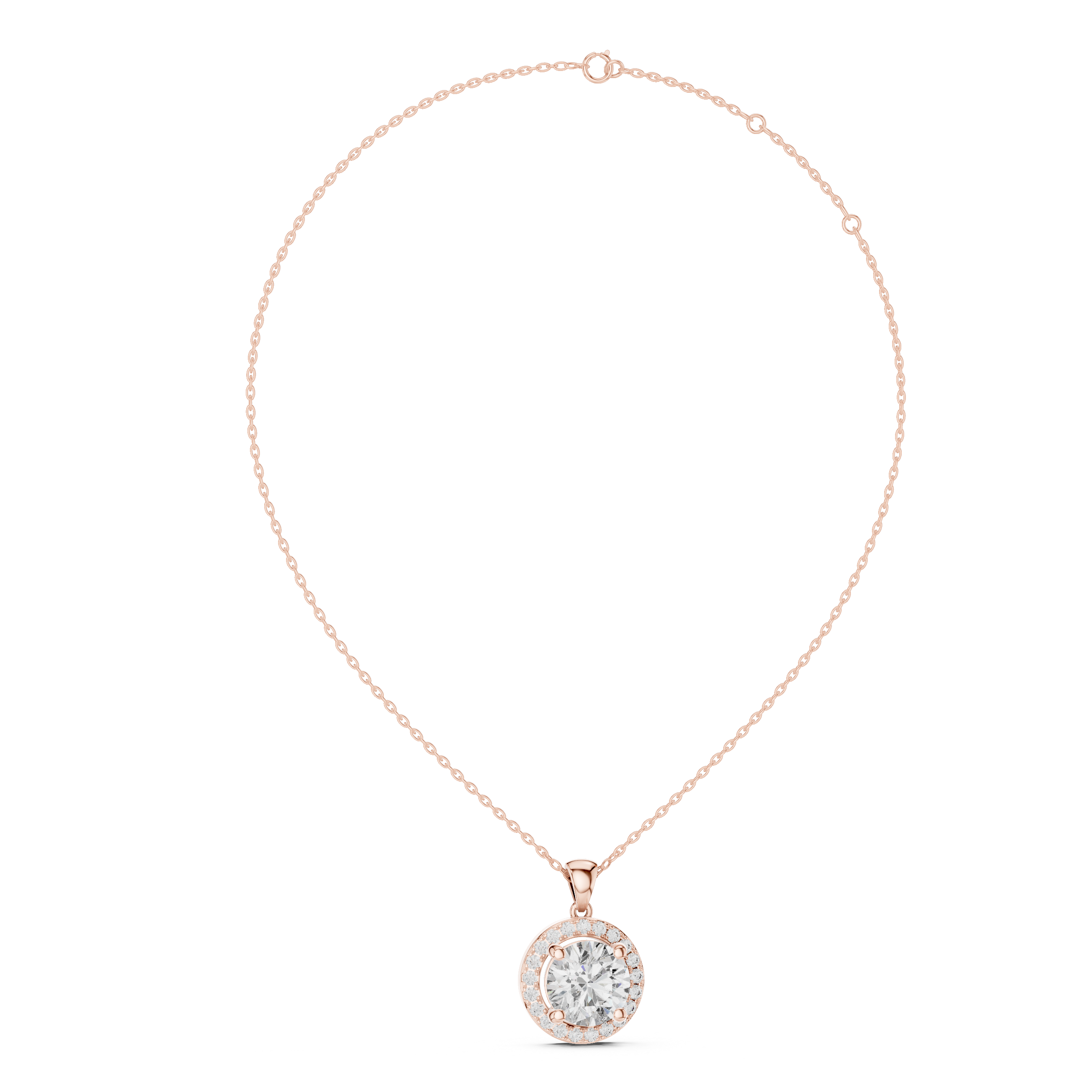 1Large Round Diamond Halo Pendant