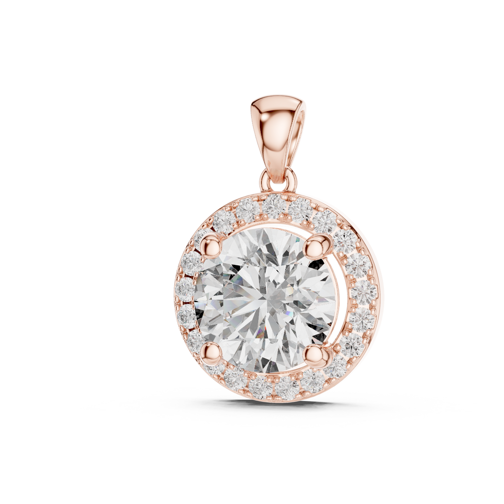 1Large Round Diamond Halo Pendant