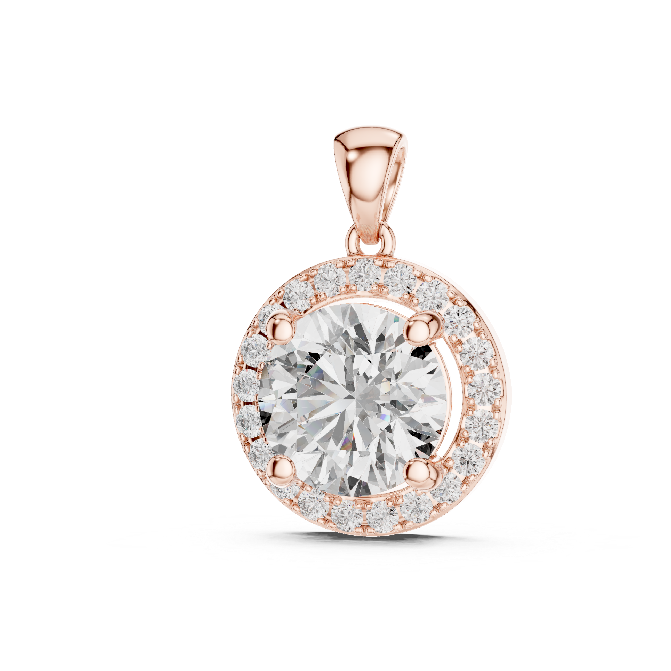 1Large Round Diamond Halo Pendant