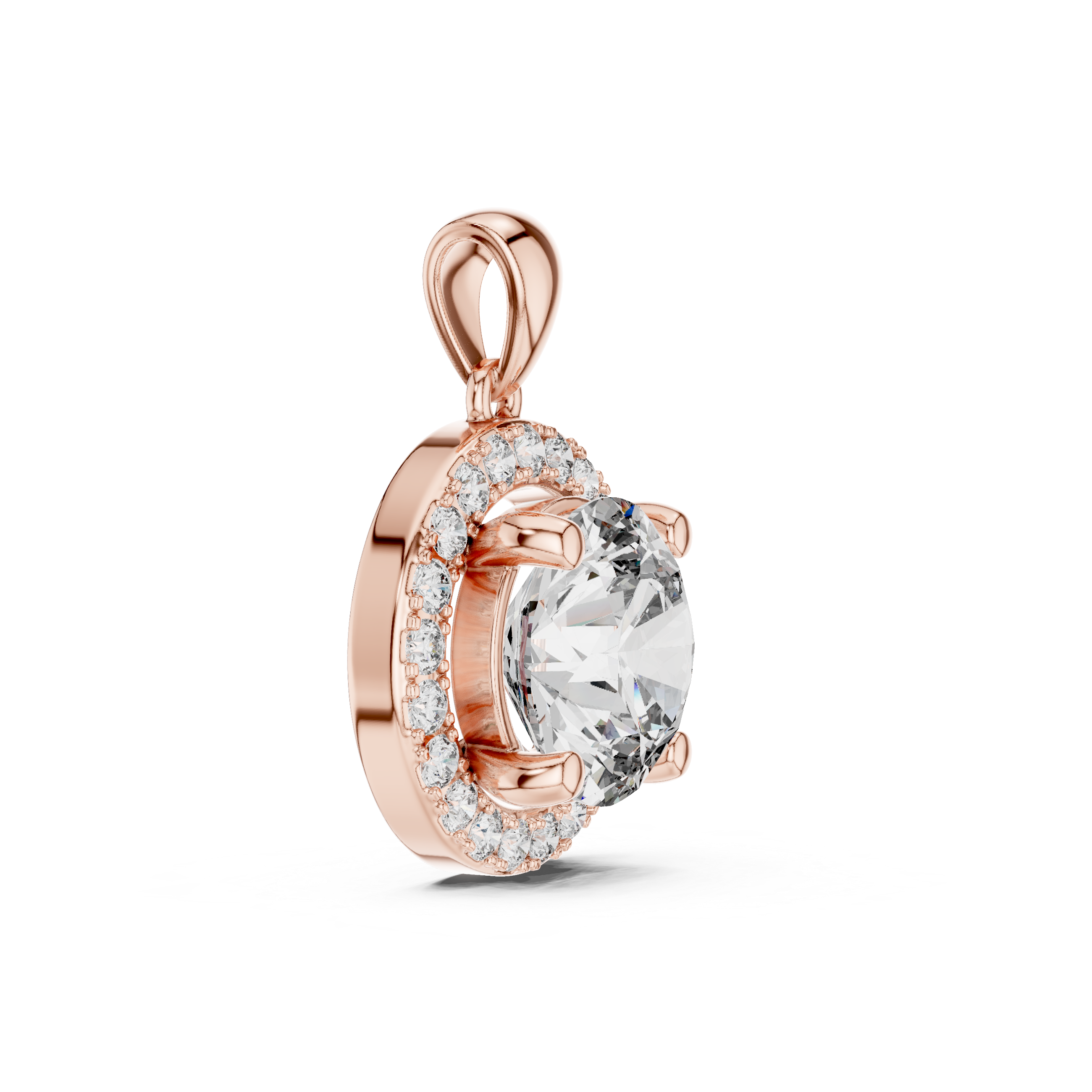 1Large Round Diamond Halo Pendant