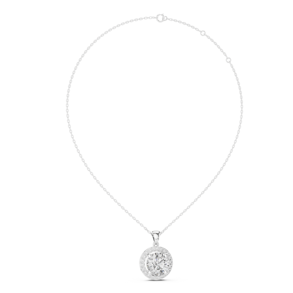 1Large Round Diamond Halo Pendant