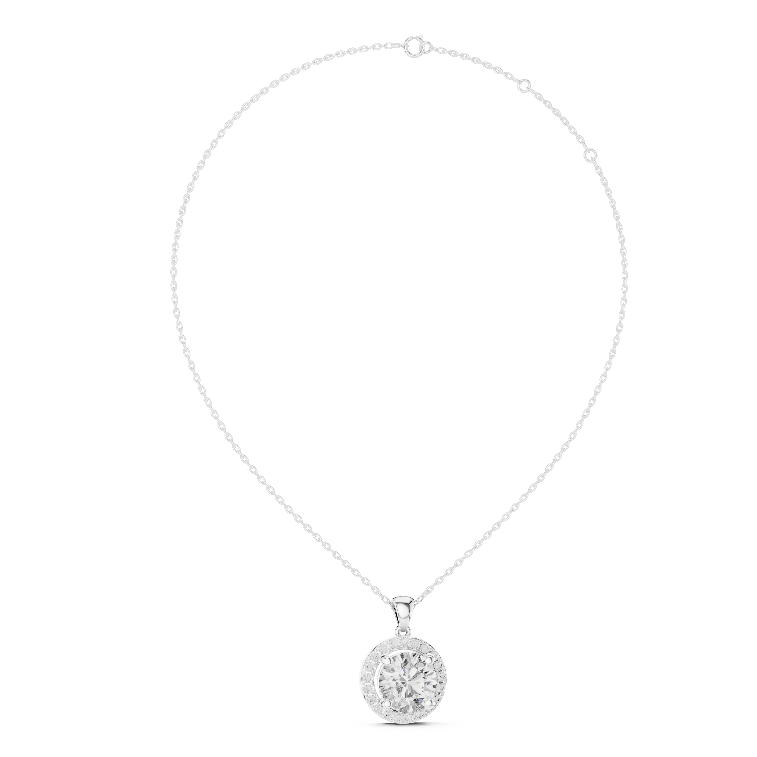 Large Round Diamond Halo Pendant