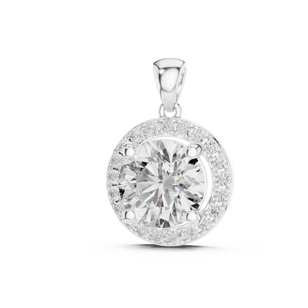 1Large Round Diamond Halo Pendant