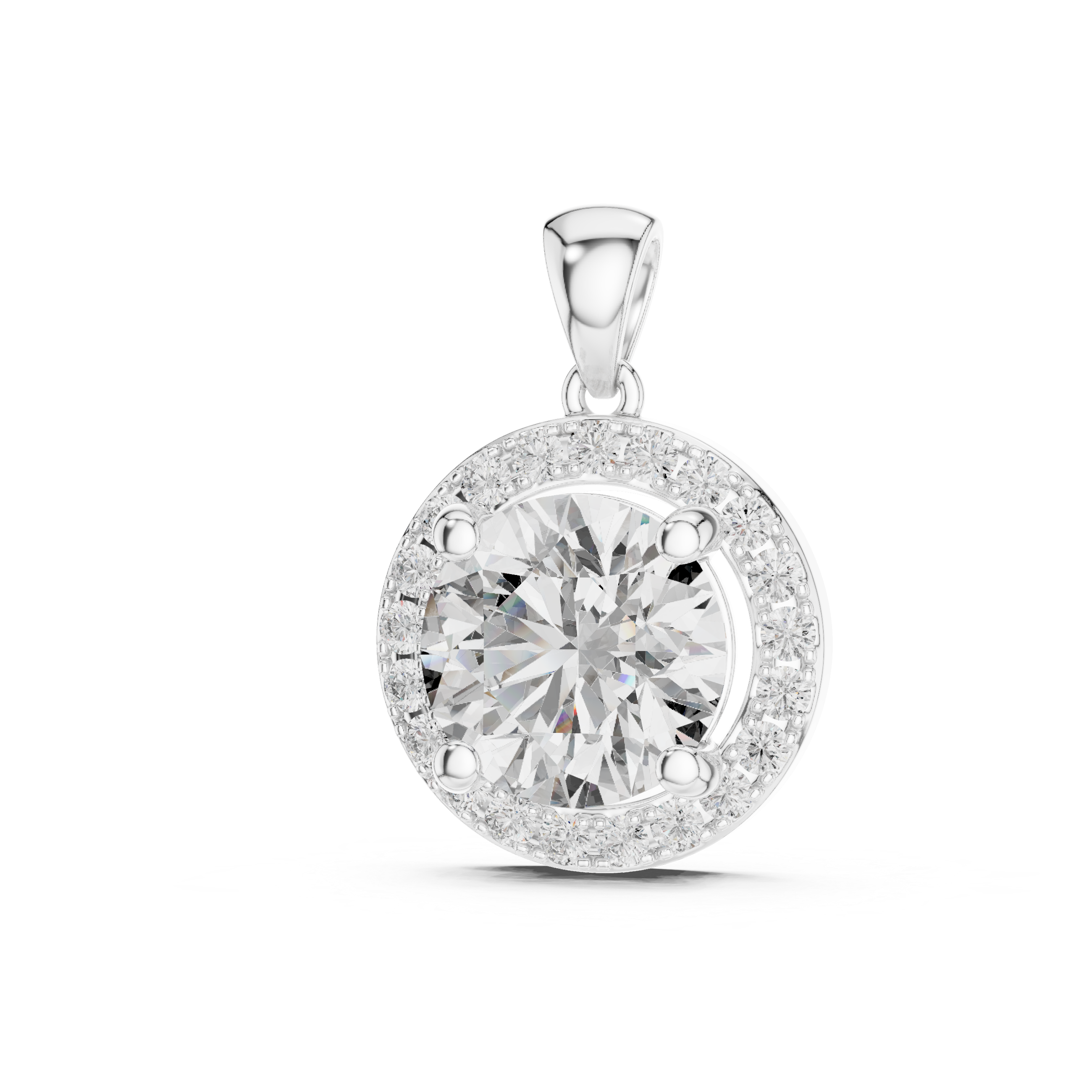 Large Round Diamond Halo Pendant