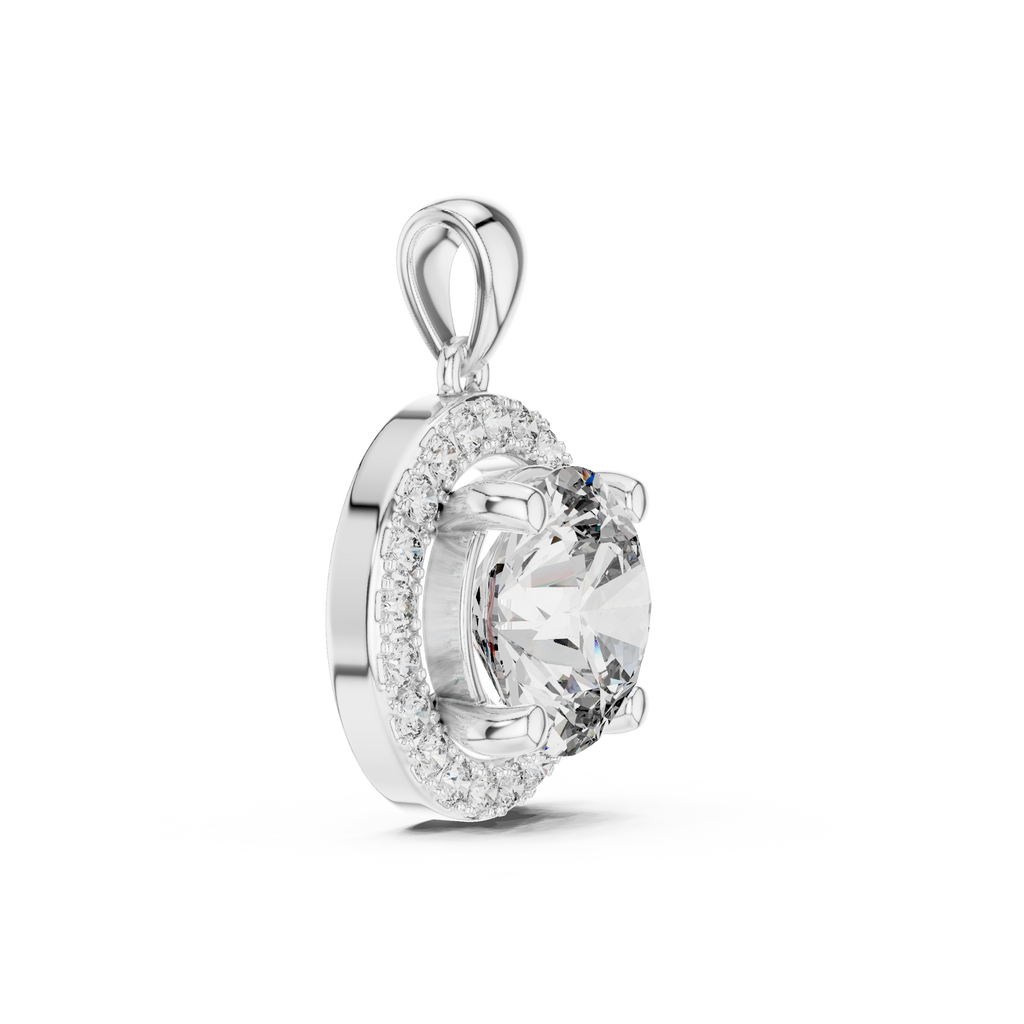 1Large Round Diamond Halo Pendant