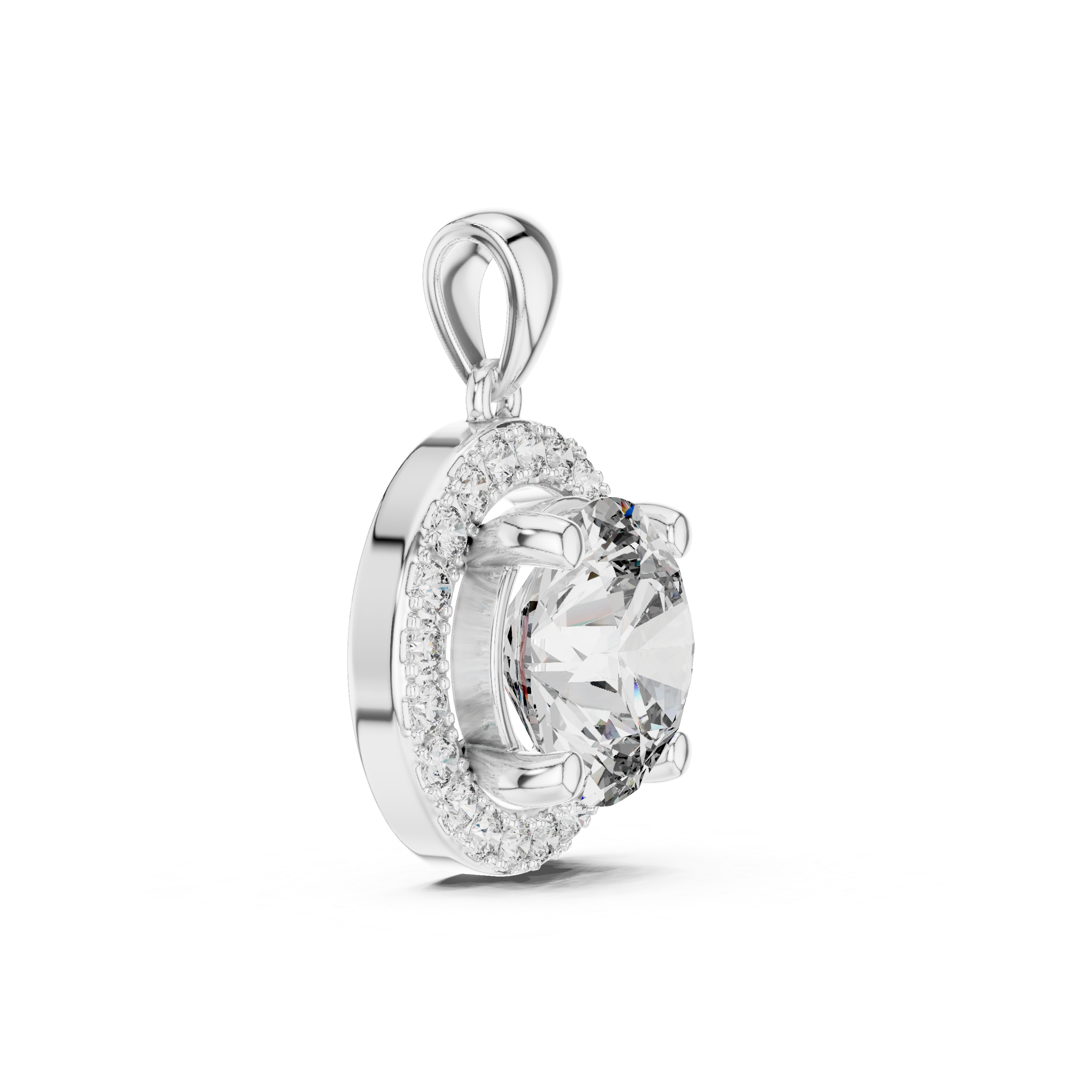 Large Round Diamond Halo Pendant