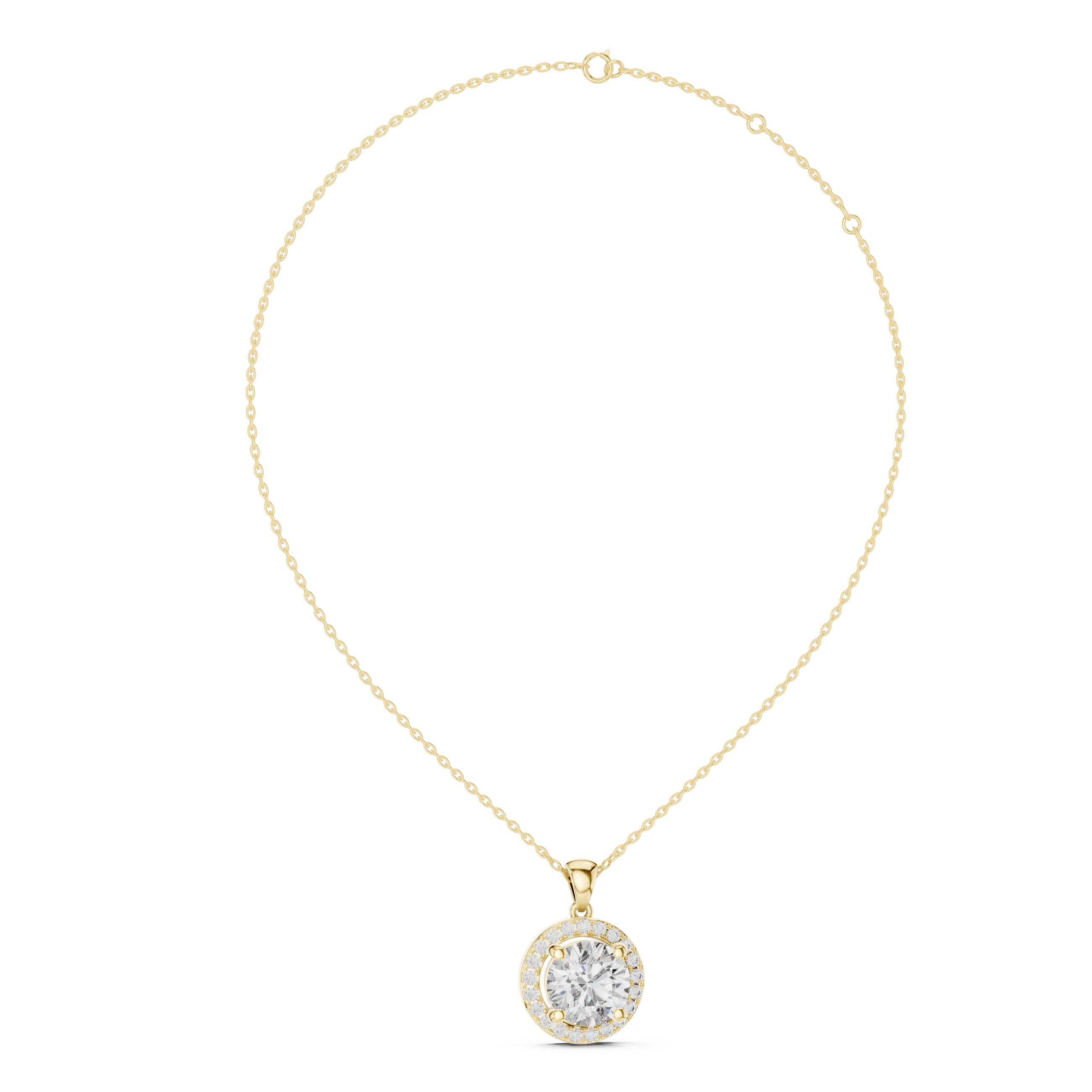 1Large Round Diamond Halo Pendant