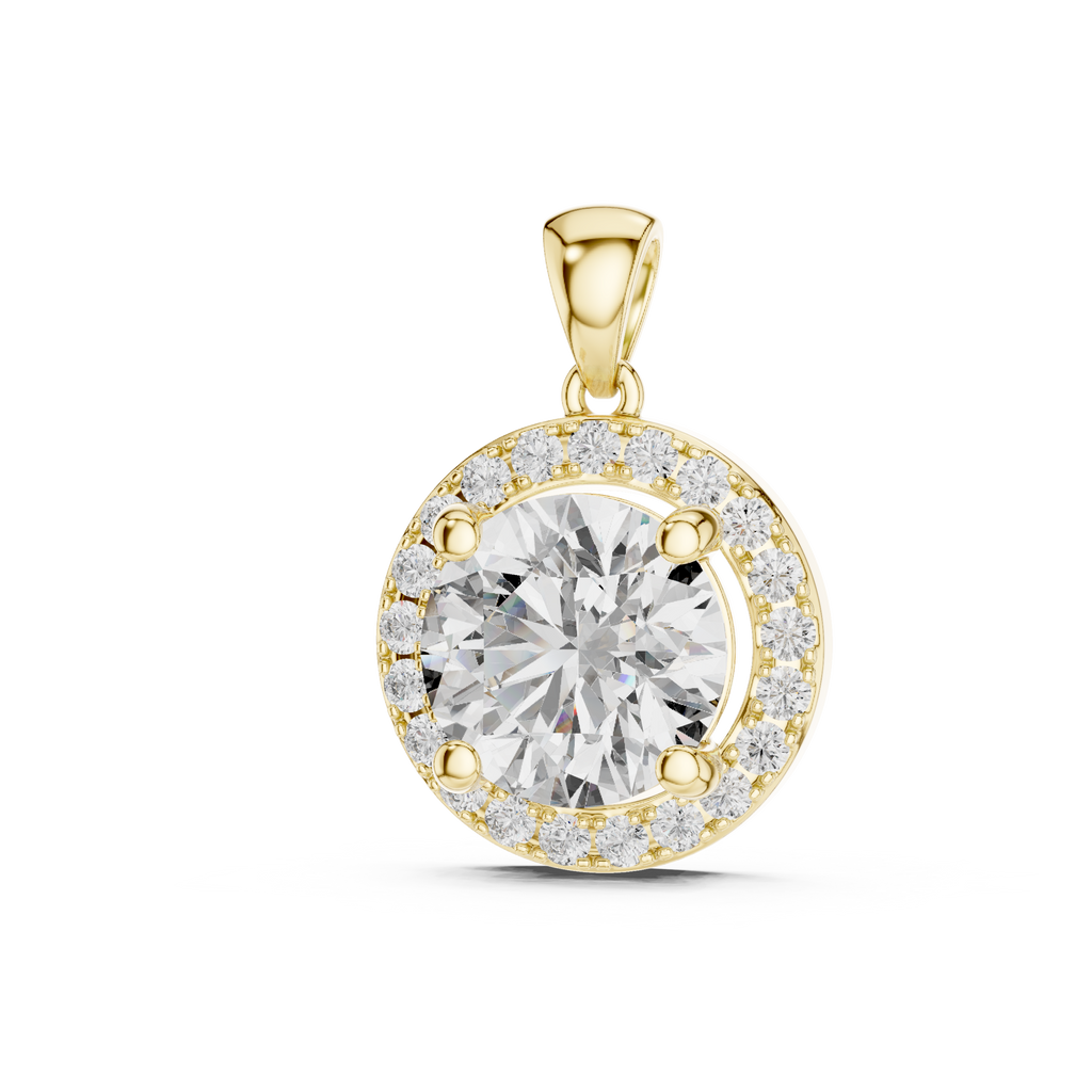 1Large Round Diamond Halo Pendant