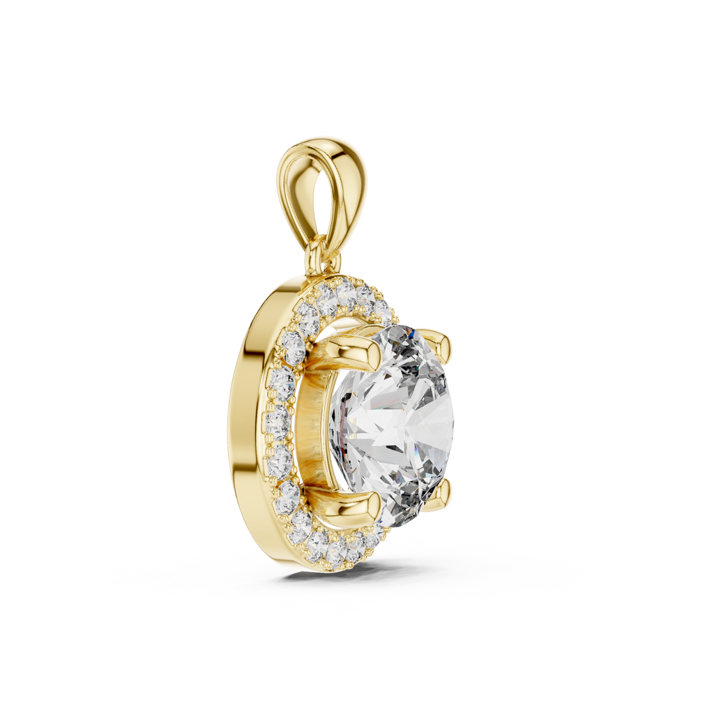 1Large Round Diamond Halo Pendant