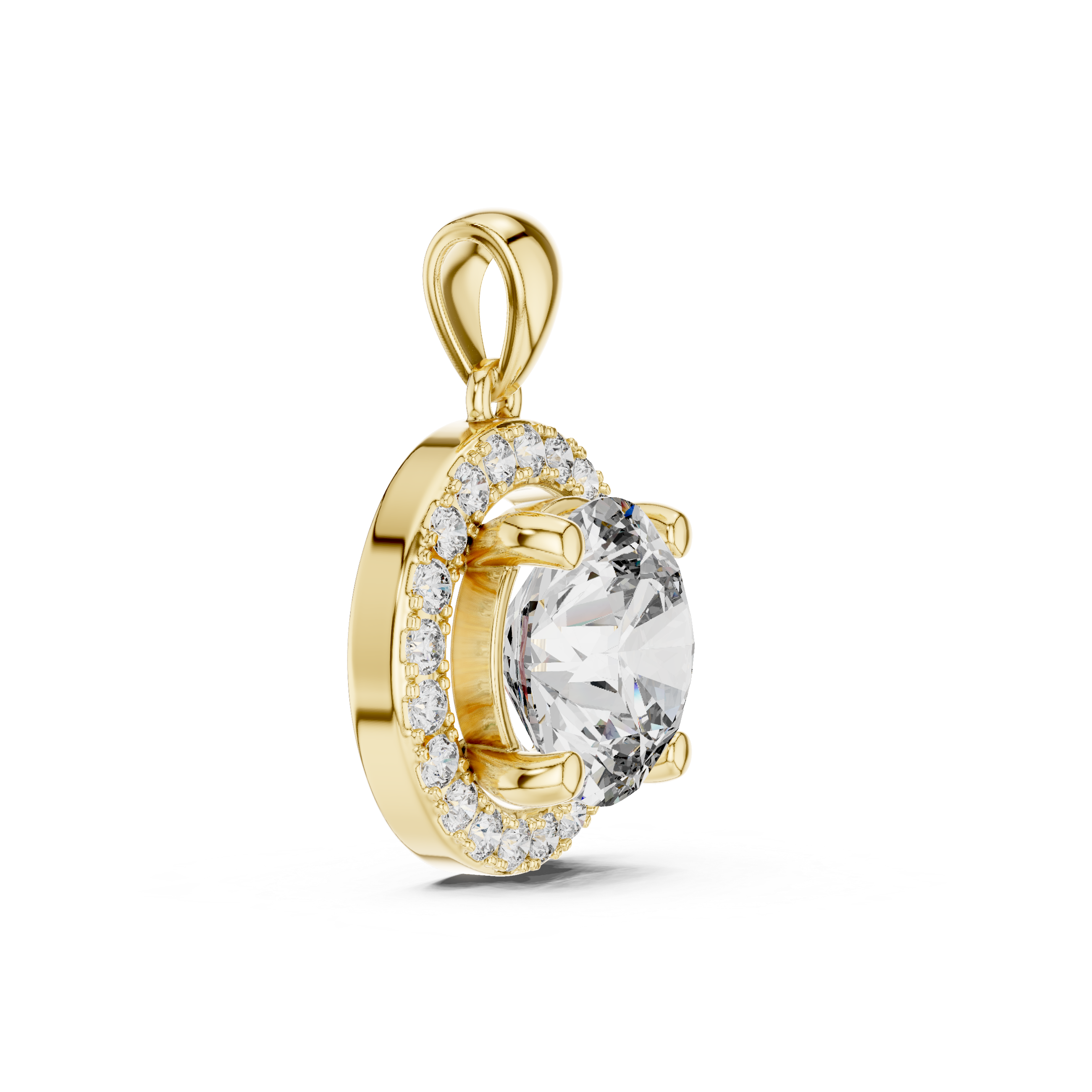 1Large Round Diamond Halo Pendant