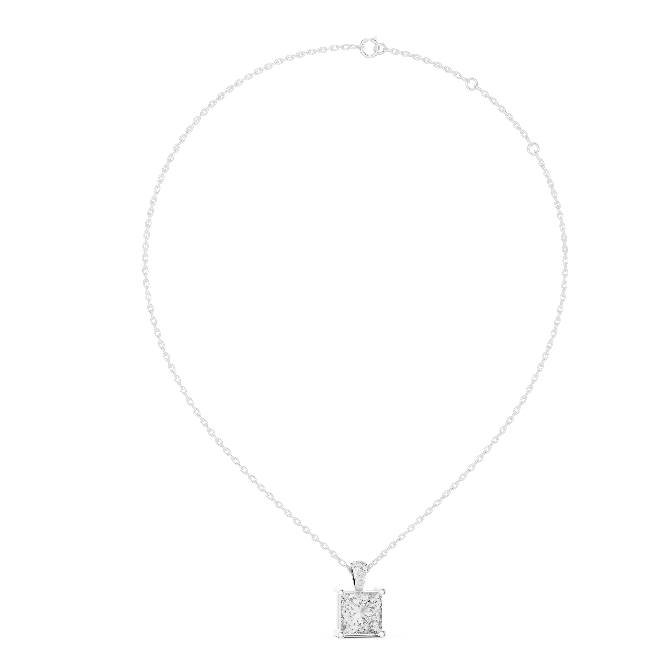 Princess Cut Diamond Solitaire Pendant