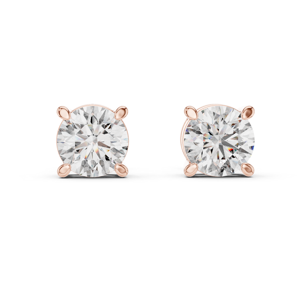 Round Diamond Four Prong Stud Earrings