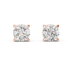 Round Diamond Four Prong Stud Earrings
