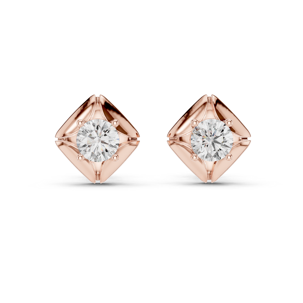 Round Diamond Star Stud Earrings