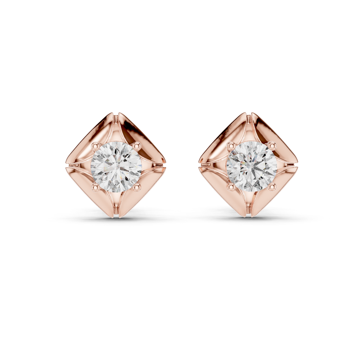Round Diamond Star Stud Earrings