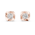 Round Diamond Swirl Frame Stud Earrings