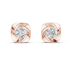 Round Diamond Swirl Frame Stud Earrings